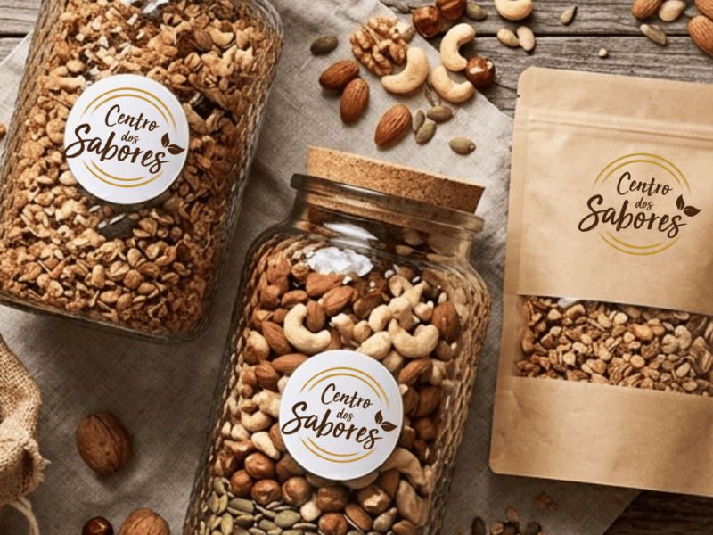 frascos de vidro fechados com frutos secos e sementes
